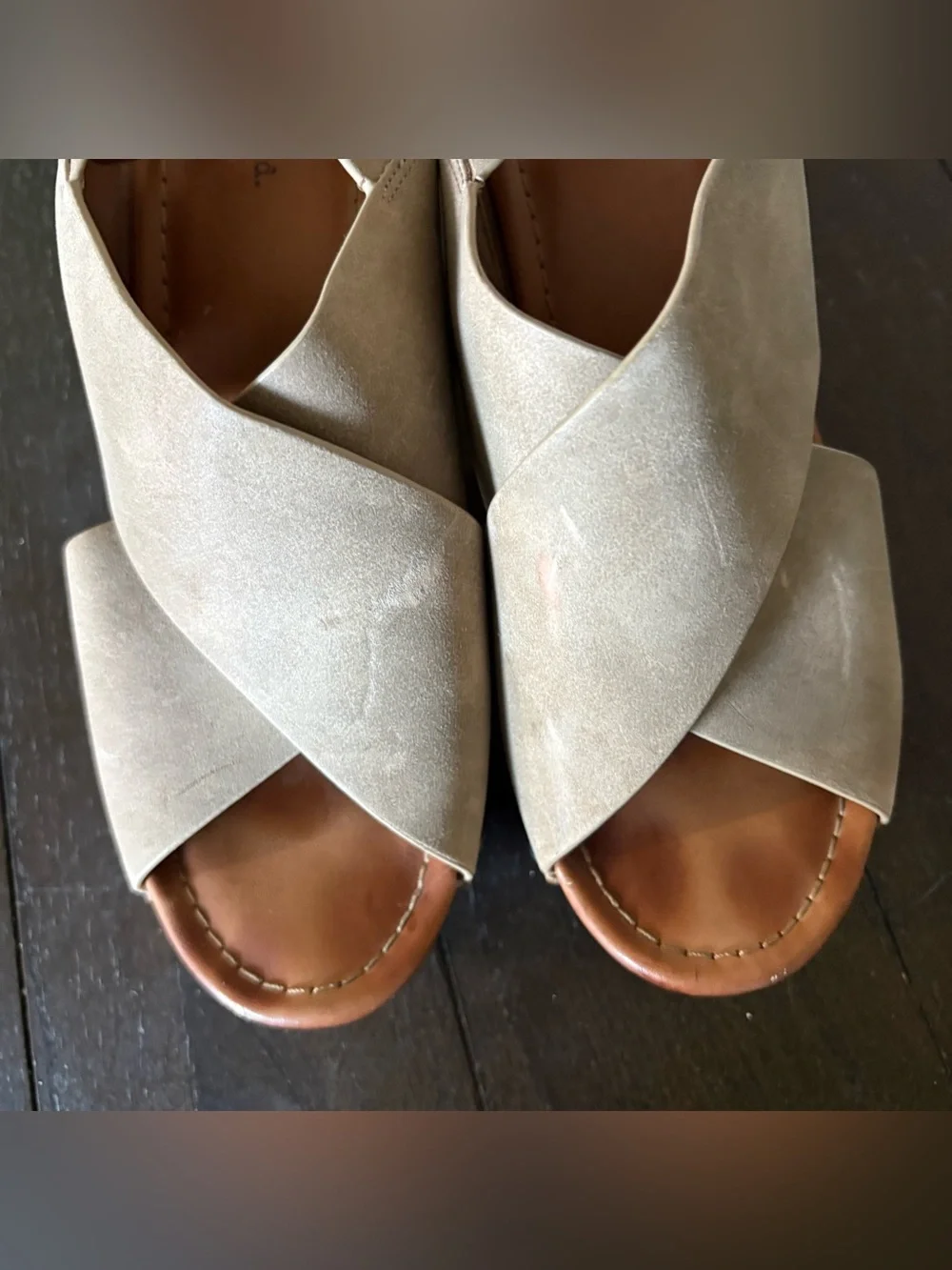 Indigo Rd. Dani Dress Sandals Platform Wood Taupe Retro 70s Boho Size 8.5M